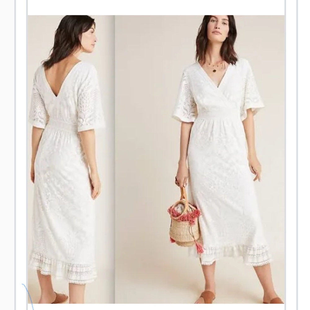 Farm Rio Midi Off white lace dress size medium